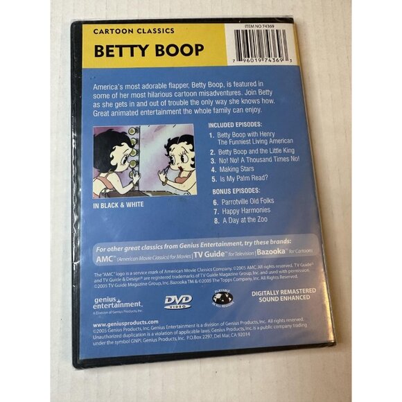 BRAND NEW SEALED Betty Boop -5 Full Length Episodes, Vol. 1 - w/3 bonus Episodes - Picture 2 of 2